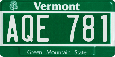 VT license plate AQE781