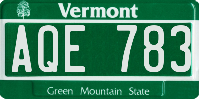 VT license plate AQE783