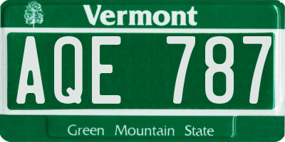 VT license plate AQE787