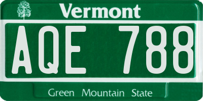 VT license plate AQE788