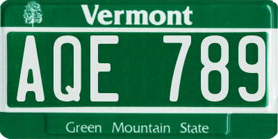 VT license plate AQE789