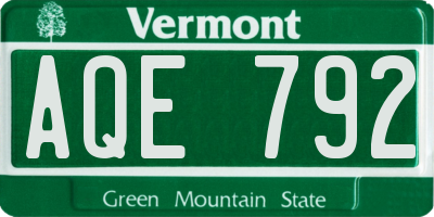 VT license plate AQE792