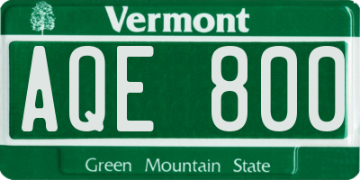VT license plate AQE800