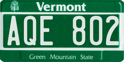 VT license plate AQE802