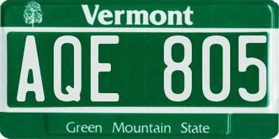 VT license plate AQE805