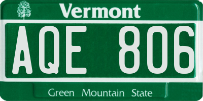 VT license plate AQE806