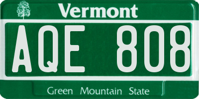 VT license plate AQE808
