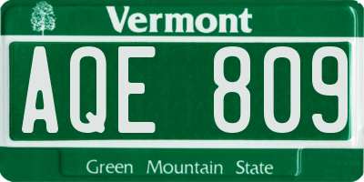 VT license plate AQE809