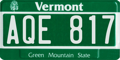 VT license plate AQE817