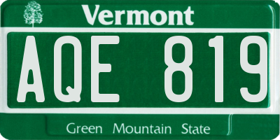 VT license plate AQE819