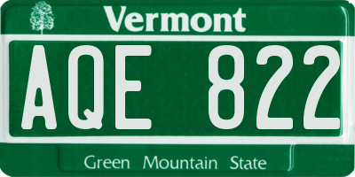 VT license plate AQE822