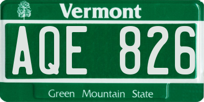 VT license plate AQE826