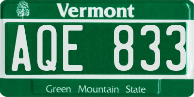 VT license plate AQE833