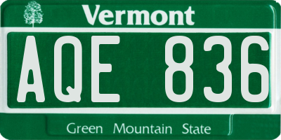 VT license plate AQE836