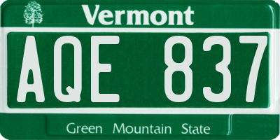 VT license plate AQE837