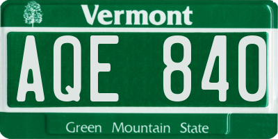 VT license plate AQE840