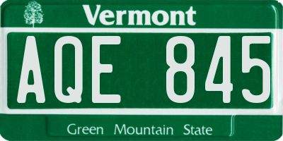 VT license plate AQE845