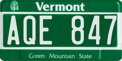 VT license plate AQE847
