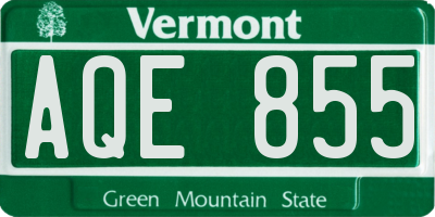VT license plate AQE855