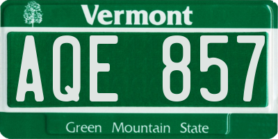 VT license plate AQE857