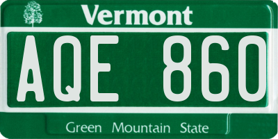 VT license plate AQE860
