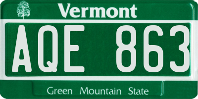 VT license plate AQE863