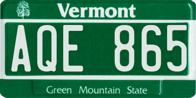 VT license plate AQE865