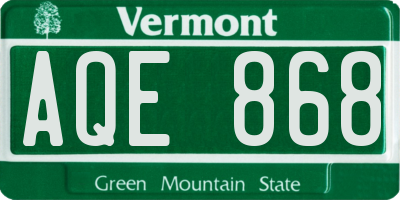 VT license plate AQE868