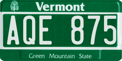VT license plate AQE875