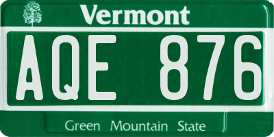 VT license plate AQE876