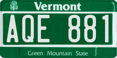VT license plate AQE881
