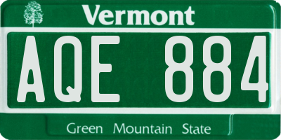 VT license plate AQE884