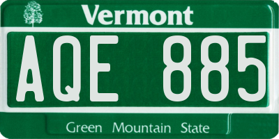VT license plate AQE885