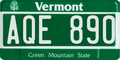 VT license plate AQE890