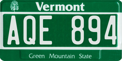 VT license plate AQE894