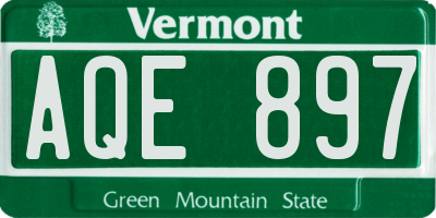 VT license plate AQE897