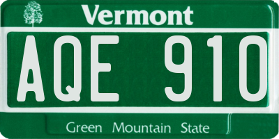 VT license plate AQE910
