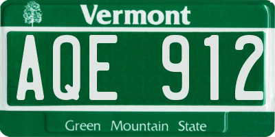 VT license plate AQE912