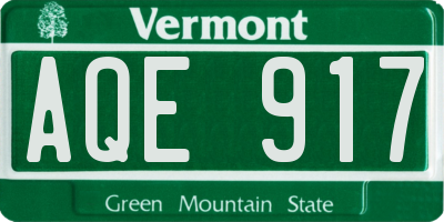 VT license plate AQE917