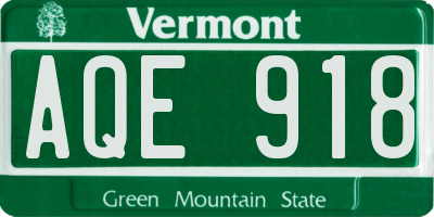 VT license plate AQE918