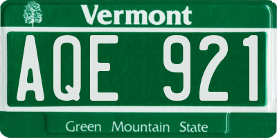 VT license plate AQE921
