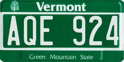 VT license plate AQE924