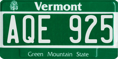 VT license plate AQE925