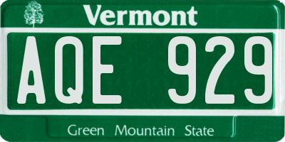 VT license plate AQE929