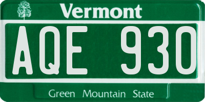 VT license plate AQE930