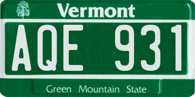 VT license plate AQE931