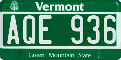 VT license plate AQE936