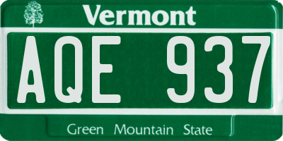 VT license plate AQE937
