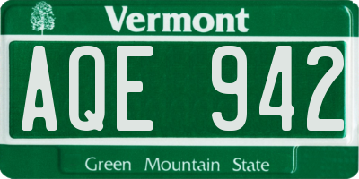 VT license plate AQE942