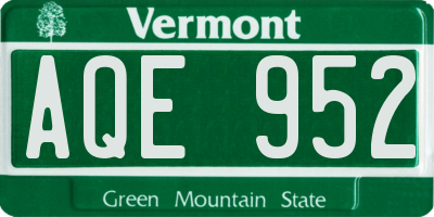 VT license plate AQE952